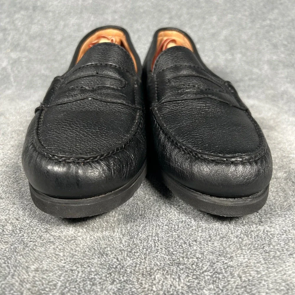 DeerCraft Black Pebbled Leather Penny Loafers Moc Toe Slip On Shoes Mens 13